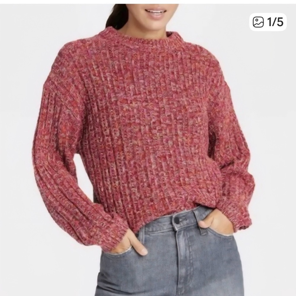 Universal Thread Marled Ribbed Cropped Sweater, P… - image 1